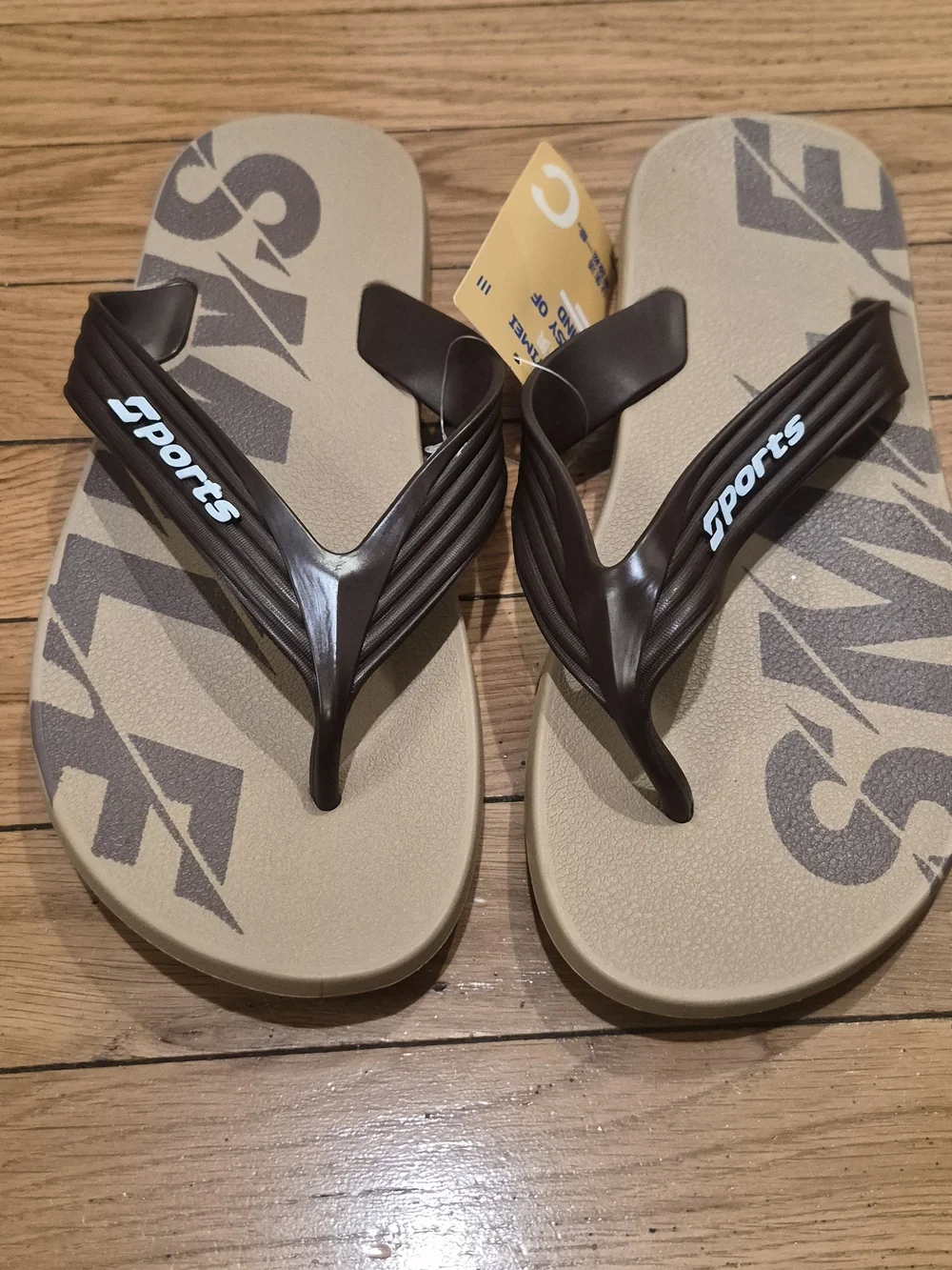 Sports Brown and Beige Men's Flip Flops
